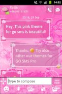 GO SMS Pro Tema Pembe Çiçekler screenshot 1