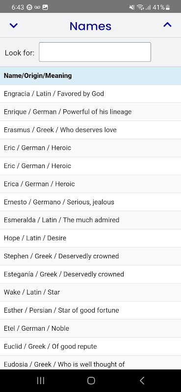 Download do APK de Significado de los nombres - Diccionario