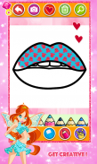 Glitter Toy Lips with Makeup Brush Set coloring screenshot 0