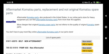 Komatsu parts online - Original and Aftermarket screenshot 8