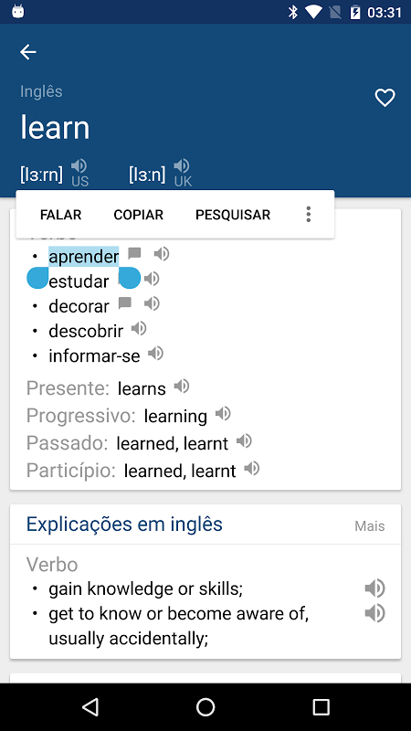 Dicionário inglês português  Tradutor inglês::Appstore for  Android