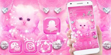 Cute Pink Cat Launcher Theme screenshot 0
