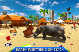 Wild Hippo Beach Attack Jungle Simulator screenshot 5